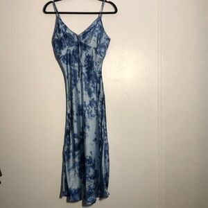 American Eagle Outfitters Midi Dress Womens S Blue Silky Smooth Boho